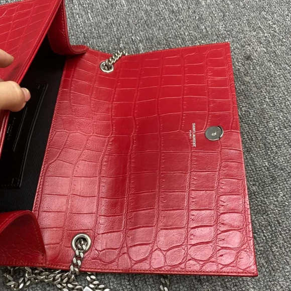 100% Authentic Saint Laurent Kate Monogramme Red Leather Shoulder Bag - Picture 12 of 13